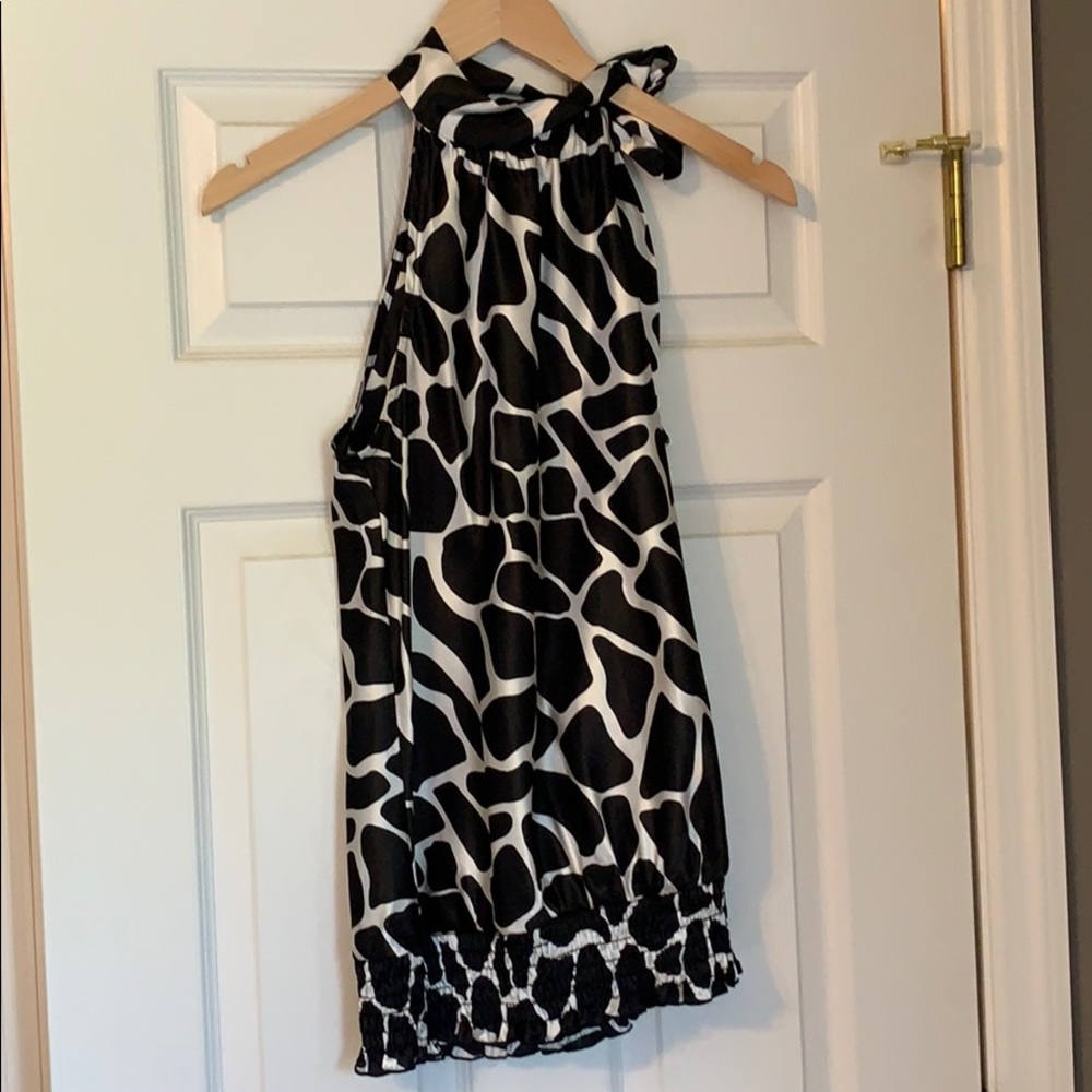 Animal print tie neck tank